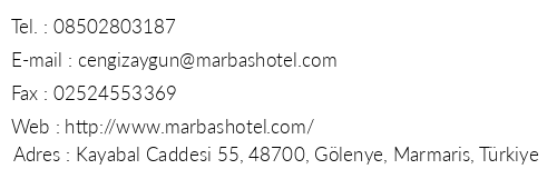 Mar Bas Hotel telefon numaralar, faks, e-mail, posta adresi ve iletiim bilgileri